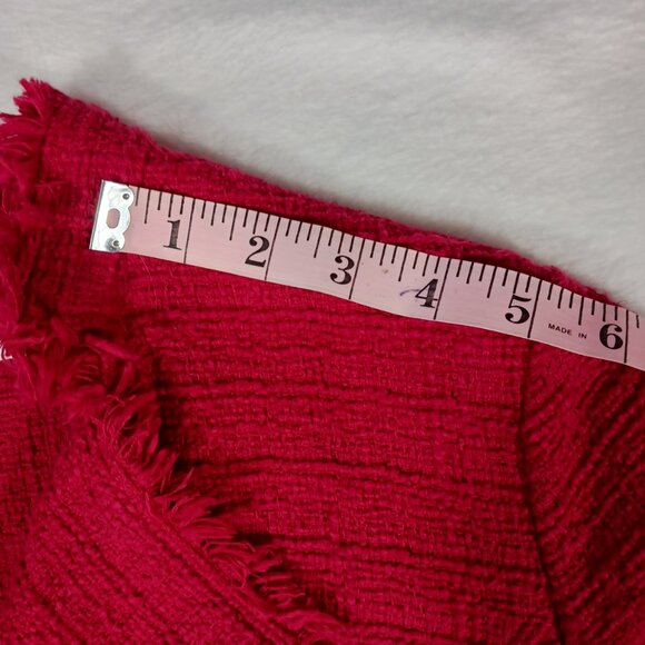 Chico's Red Jacket, Size 1, Double Breasted, 100% Cotton with Cotton Fringe - Picture 15 of 16